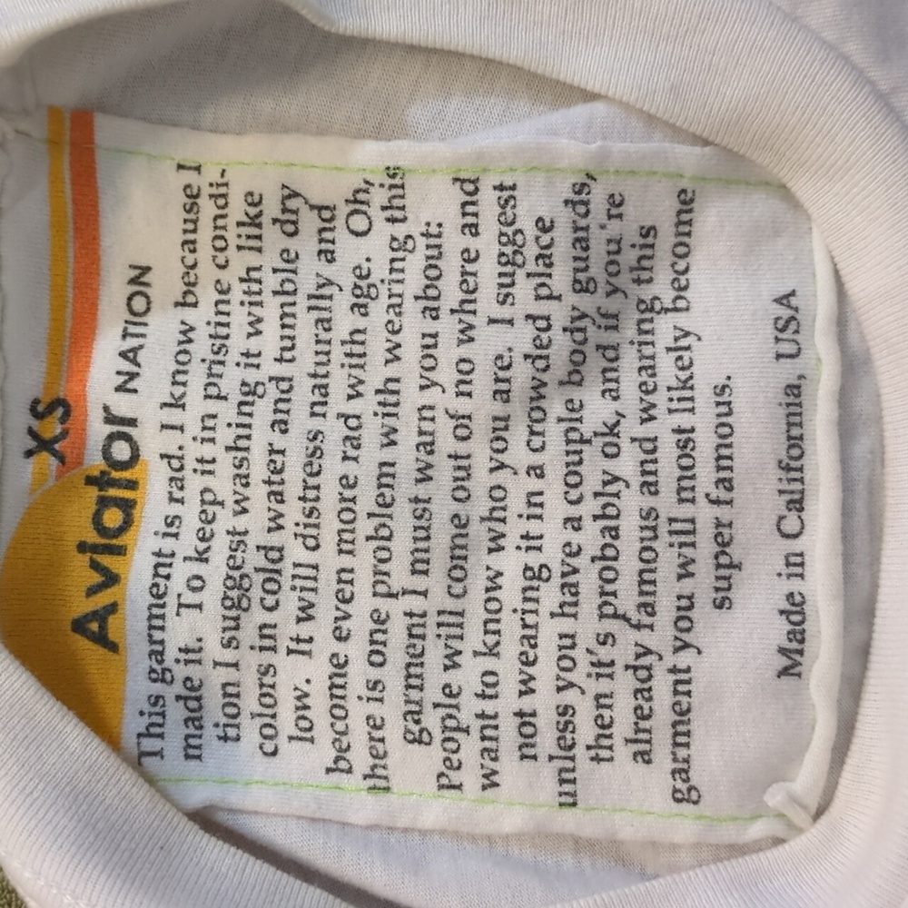 Aviator Nation White Tee with Smiley Face size xs - Picture 3 of 6